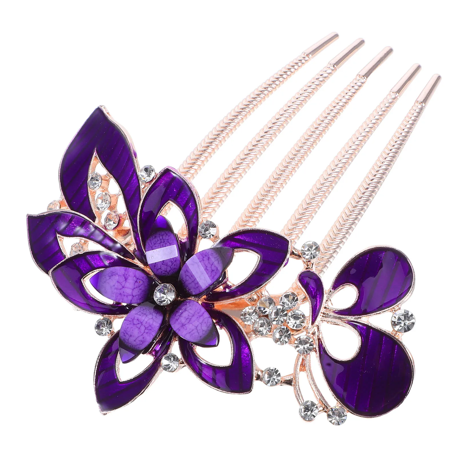 

Hair Comb Flower Combs for Women Purple Decorative up Bridal Accessories Accessory Woman Miss