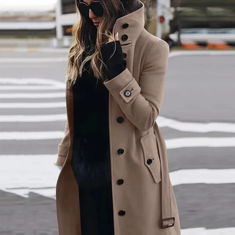 with multiple button placket and button-down collarSingle-breasted coat