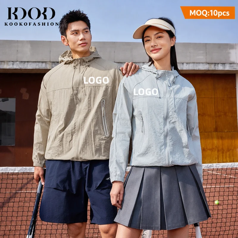 Custom LOGO Sun-Protective Hooded Full Sleeve Breathable Jacket Men Women Outdoor Sports Quick-Drying Sun-protective Clothing
