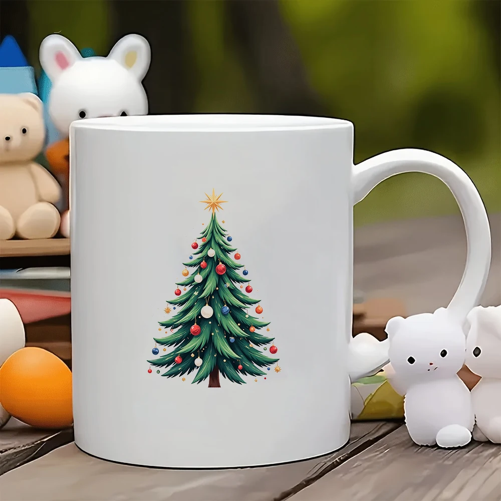 Tazza da 11 once + adesivo per albero di Natale dei cartoni animati + regalo di Natale - Set di tazze da caffè per ufficio familiare con bottiglia d'acqua per bambini