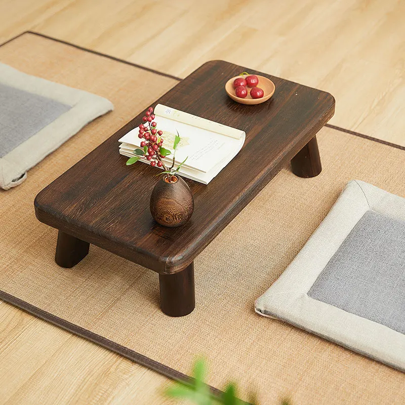 Japanse lage theetafel massief houten Tatami salontafels vloerzitbureau voor theehuis traditionele Kotatsu-stijl dorpelbijzettafel
