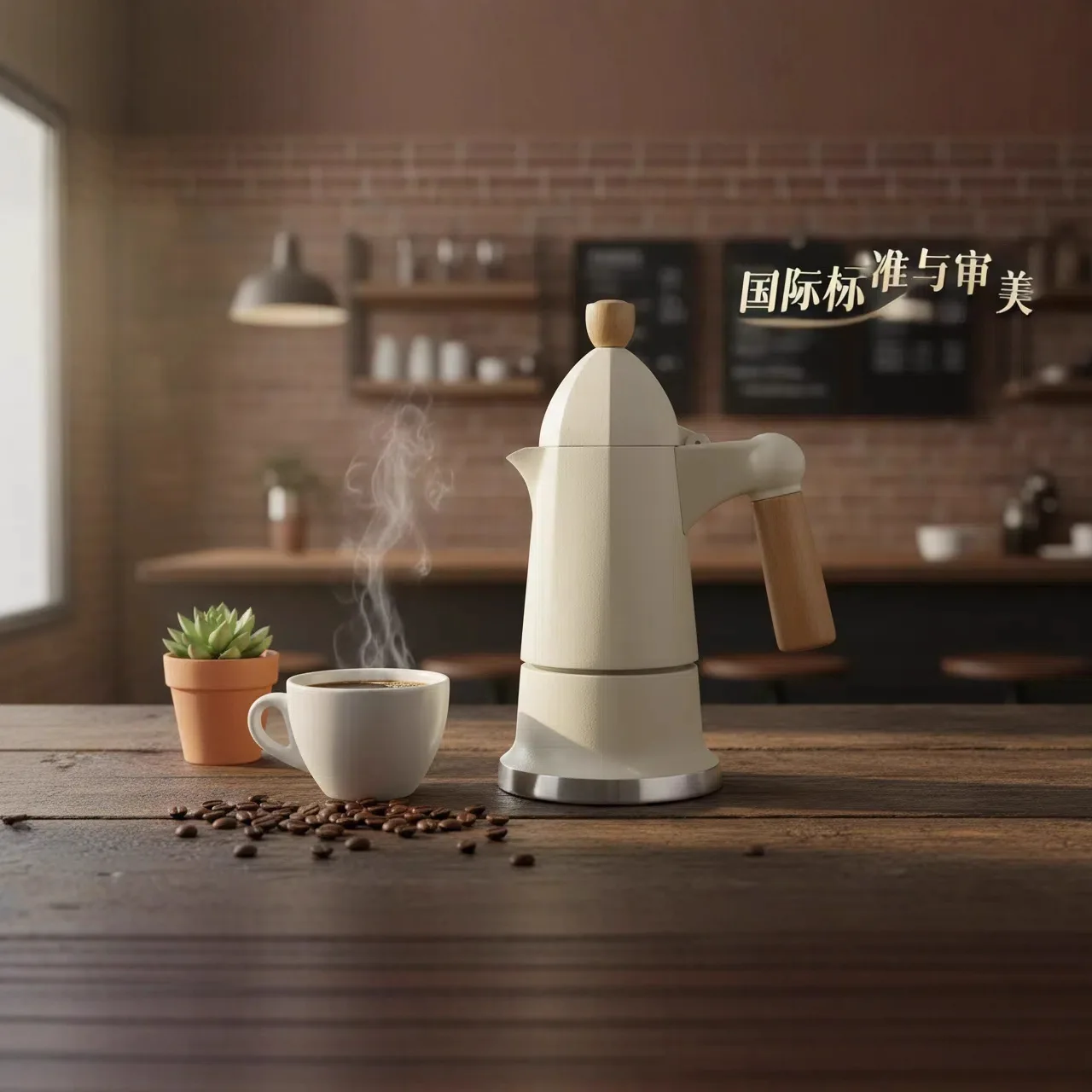 Single Valve Italian Mocha Pot Solid Wood Handle Coffee Pot Coffee Making Utensils