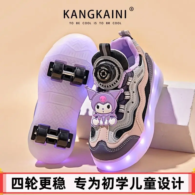 

Sanrio Kuromi Roller Skates Four Wheels Girl Student Spring and Autumn Period Luminous Y2K Kawalii Korean Edition Roller Skates