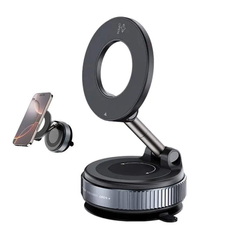 Vacuum Magnetic Car Phone Mount Strong Cup Car Foldable Phone Holder Retractable Navigation Stand 360-Degree Rotating Adjustable