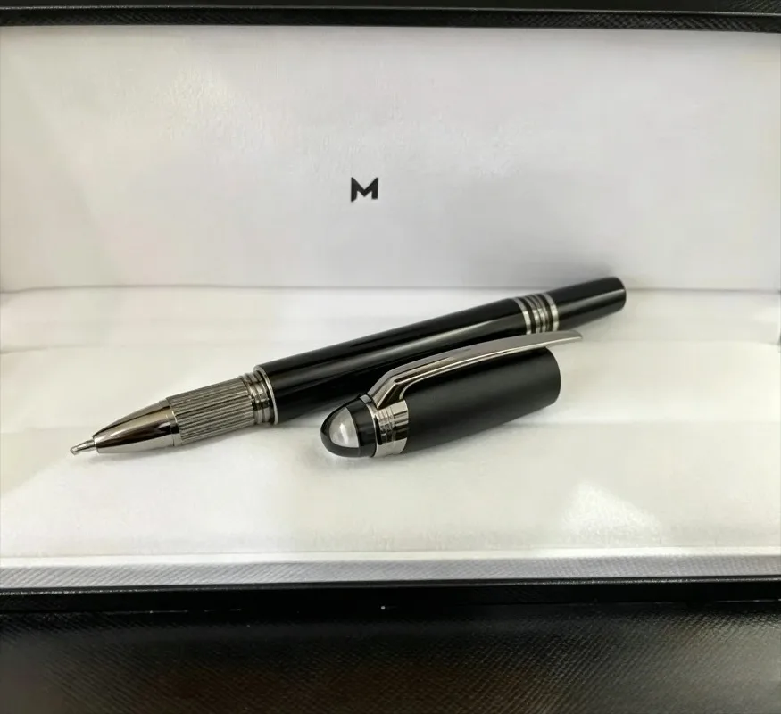 2026 M Brand Black Silver Star Top Business Fountain/Rollerball Pen, Classic Office Gift Writing Pen（ No Pen Box Included）