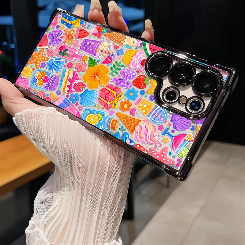 Transparent Silicone Phone Case For Samsung Galaxy S23 Ultra S22 Plus S21 FE S20 Dustproof Fashion Design Gift Flower Cover Capa