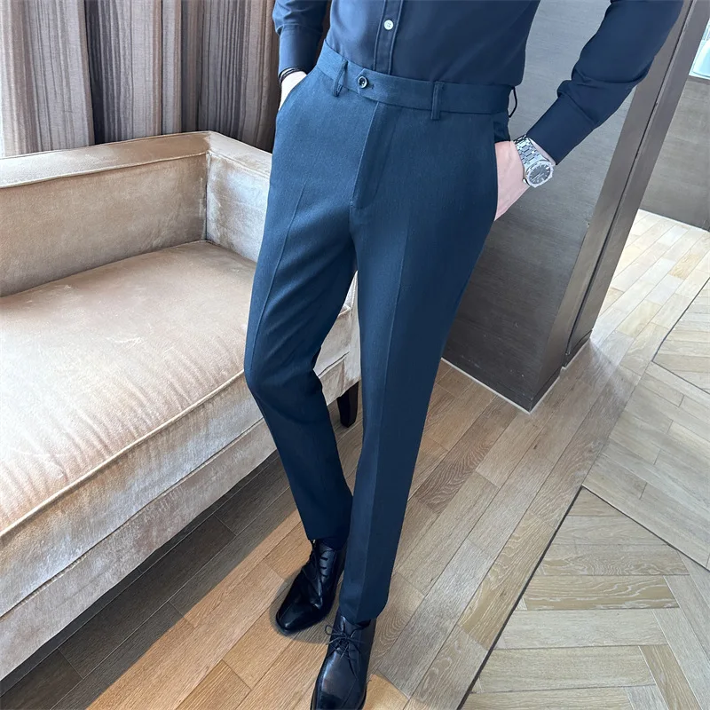 

Мужские брюки для весны и осени: приталенные, деловые, для свадьбы, прямого кроя, однотонные, дышащие, универсальные