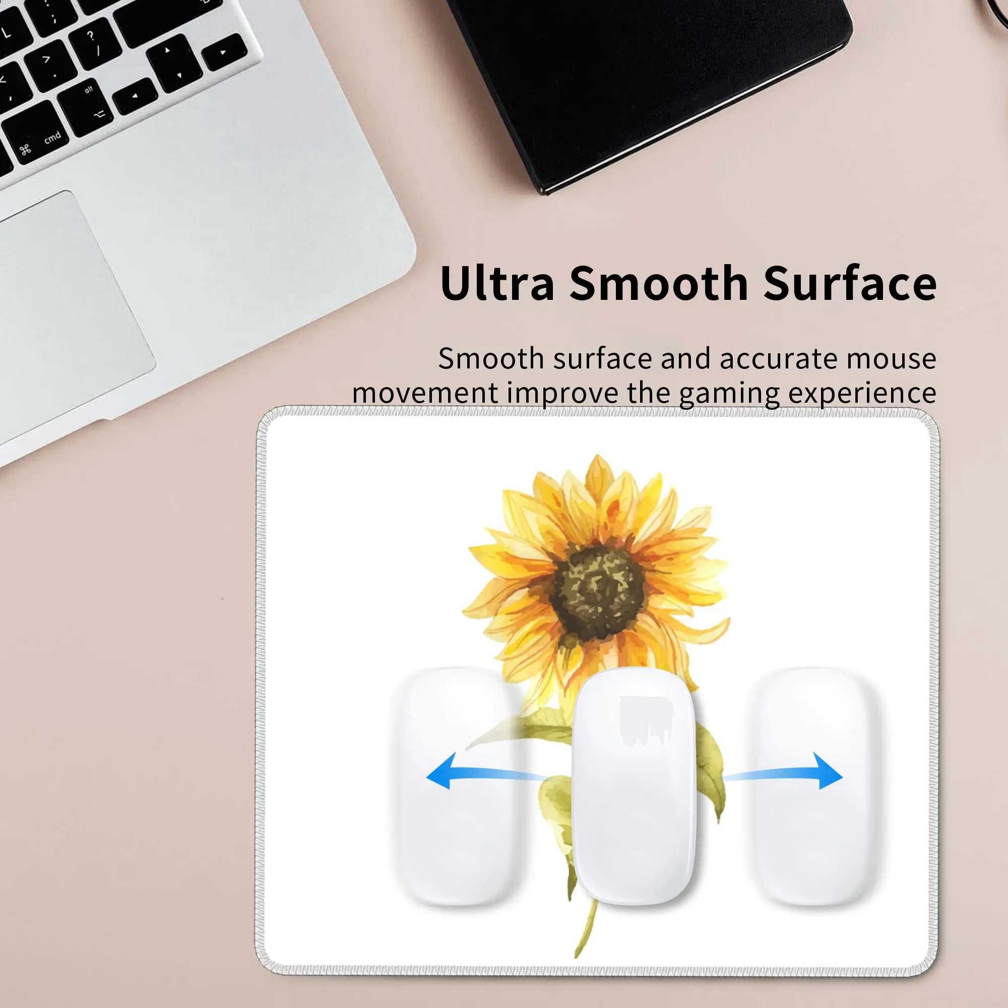 Watercolor Sunflower Vibrant Yellow Floral Mouse Pad Computer Keyboard Mouse Mat Gamer PC Laptop Desk Mat Office Table Mats