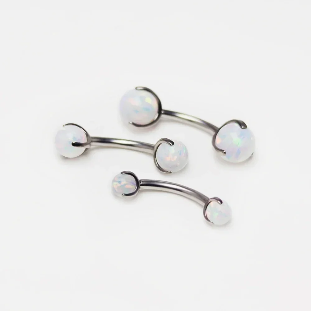 F136 Titanium Opal Eyebrow Piercing Curved Barbell Eyes Bulk Eyebrow Cartilage Ring Bite Labret Stud Tragus Piercing Wholesale