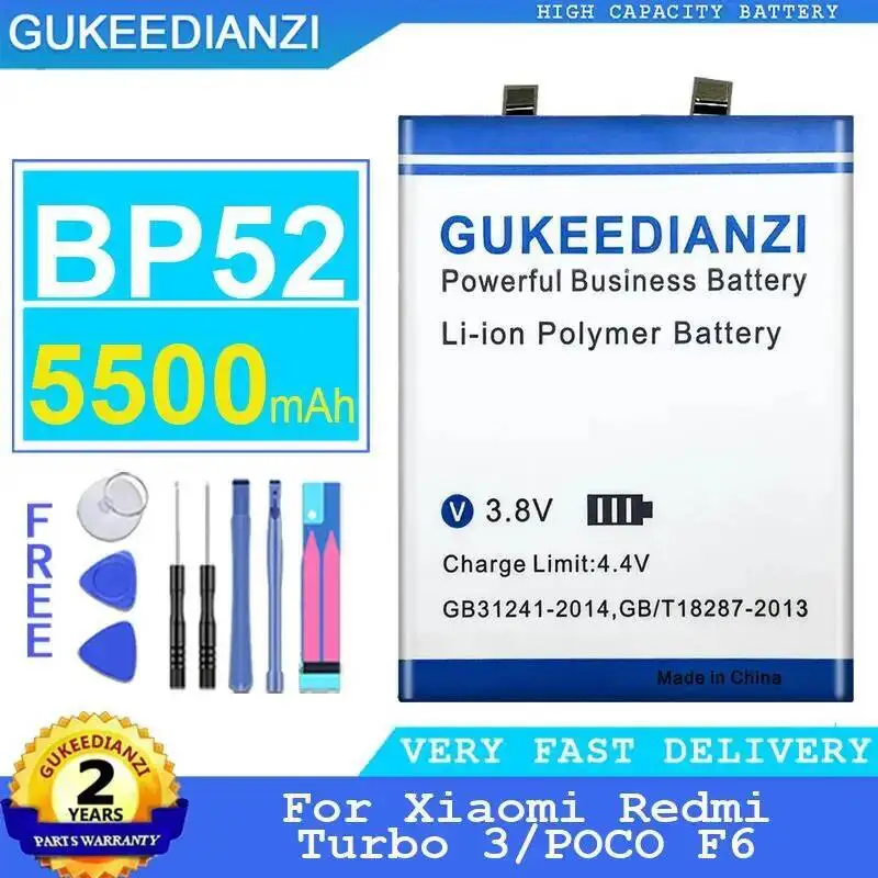 

For Xiaomi Redmi Turbo 3 Poco F6 High Performance 5500Mah Reliable Replacement Mobile Phone Battery BP52