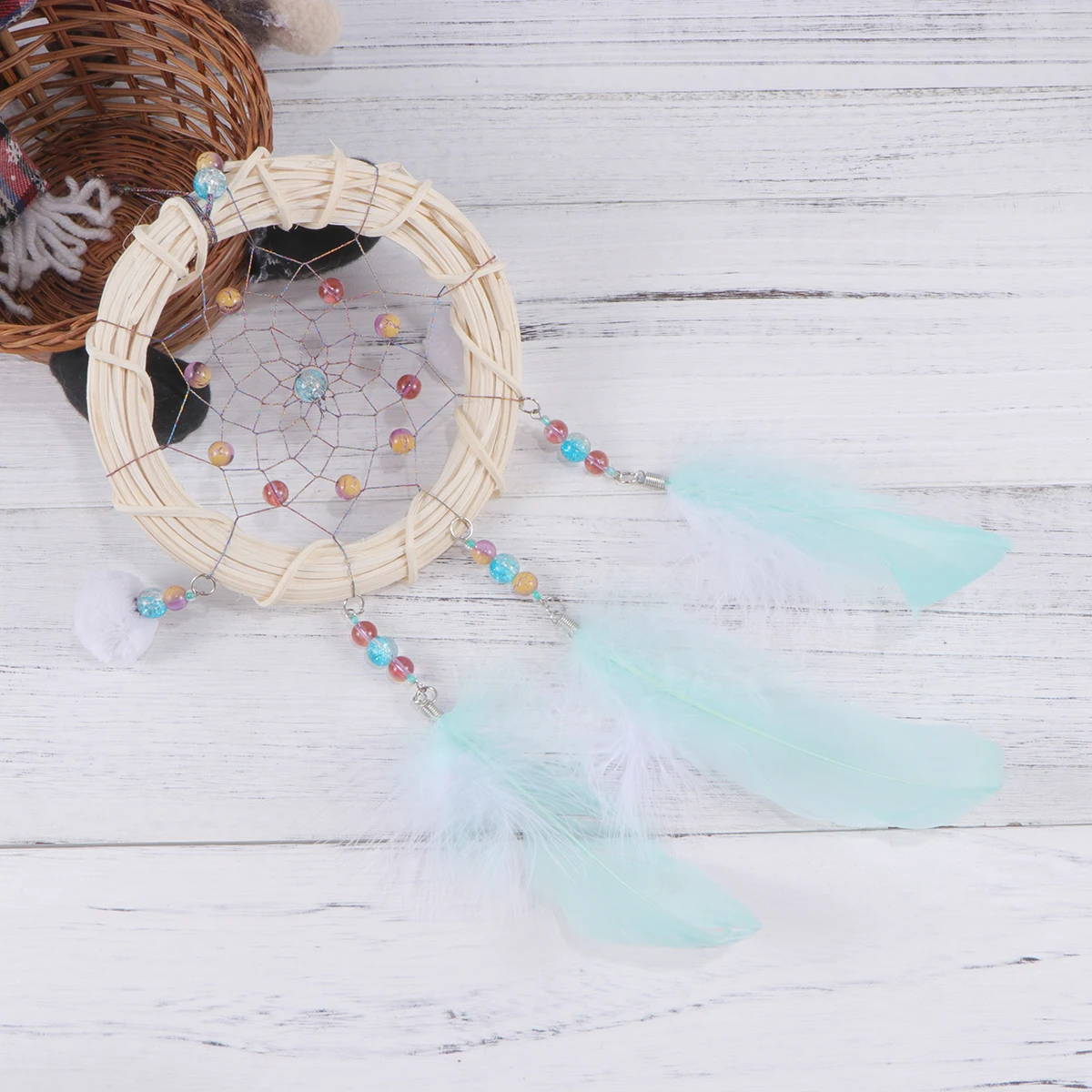 

Handmade Bamboo Circle Dream Catcher Wall Hanging Ornament Home Decoration Wind Chime Pendant Party Car Accessory
