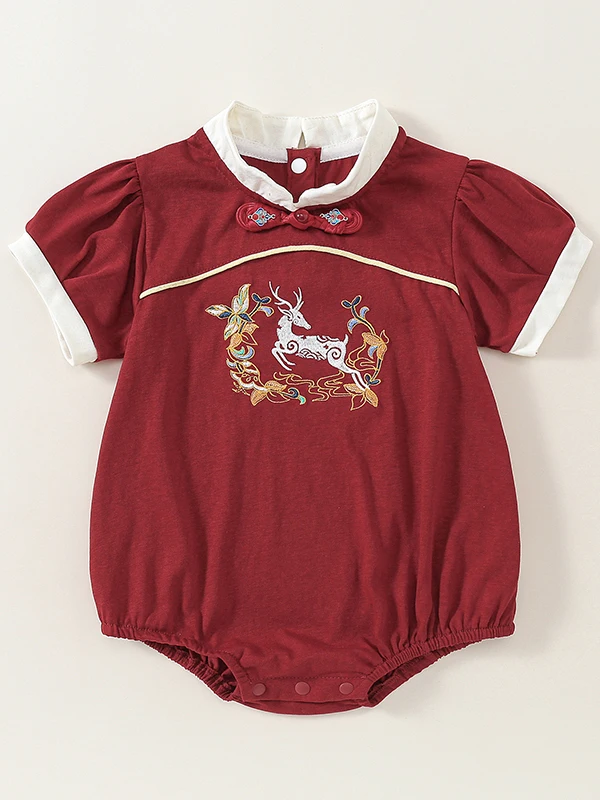 Roupa de Bebê para os 100 Dias, Macacão Fino de Verão, Roupa de Bebê Estilo Tang, Hanfu, Body Infantil, Calças Curtas de Cint...