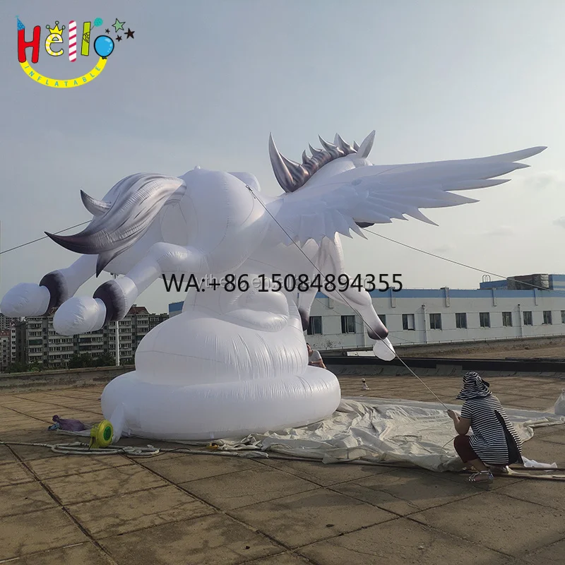Newest Outdoor Giant Inflatable Animal Decoration White Inflatable Flying Horse for Zoo Activity