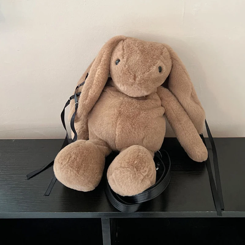 Sac à dos en fausse fourrure de lapin mignon pour femmes sacs à main et bourses de luxe de styliste 2024 nouveau à la mode en peluche chaîne en