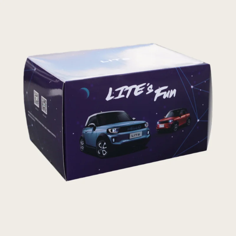 Odlewany model BAIC w skali 1/18, model ze stopu BAIC BJEV LITE Afcfox, fioletowe pojazdy zabawki dla chłopców, prezent, oryginalne opakowanie.