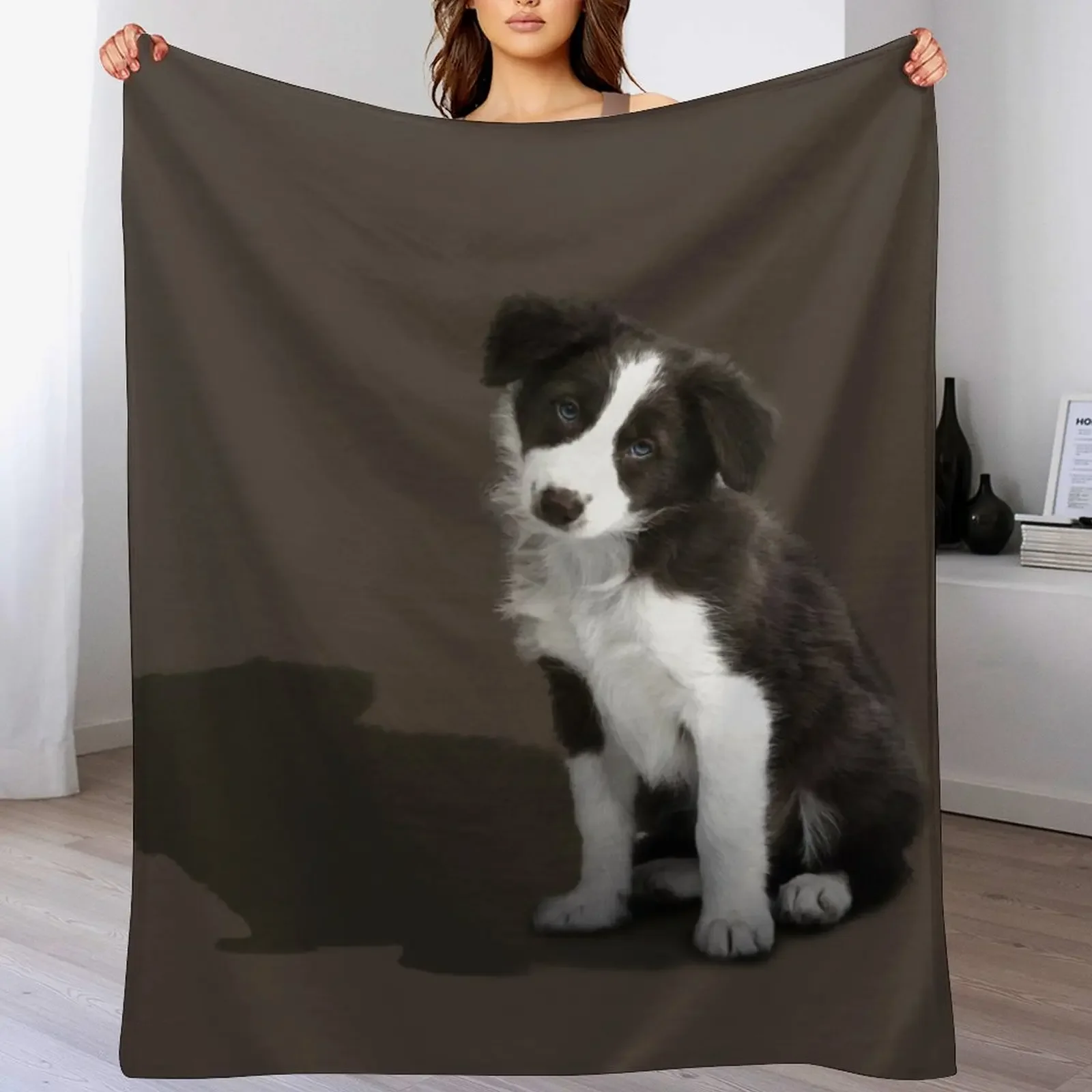 New Border Collie Puppy Throw Blanket Retros Vintage Heavy Bed linens Blankets