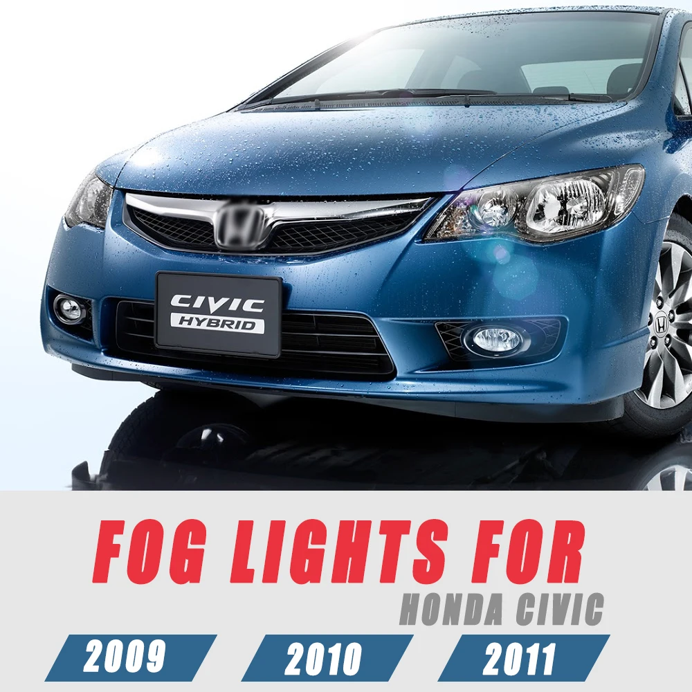 Front Bumper Fog Lamp Upgrade Kit For Honda civic 2009 2010 2011  Version Additional Foglight Set Switch + Wiring