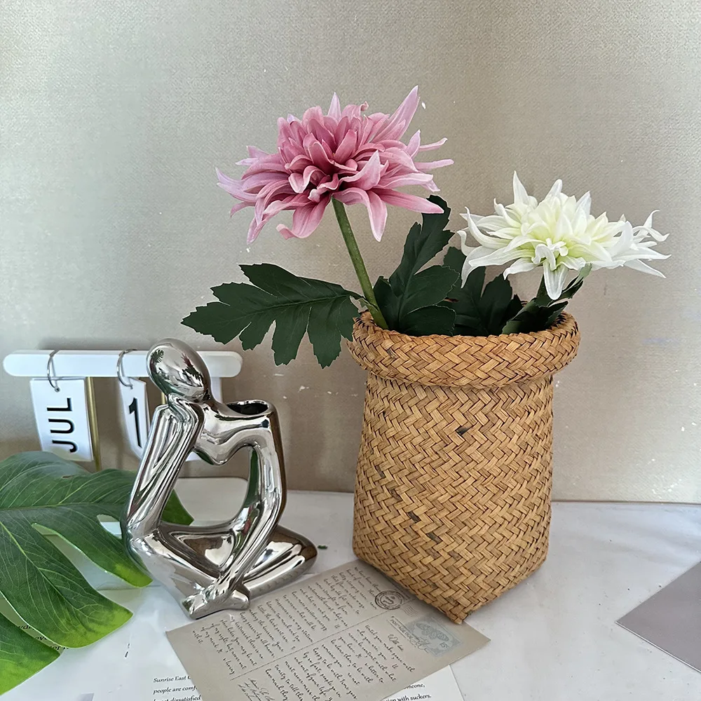 5Pcs/lot Artificial PU Dahlia Flowers Wedding Decoration Fake Flowers Arrangement Home Accessories Party Table Floral Dahlias