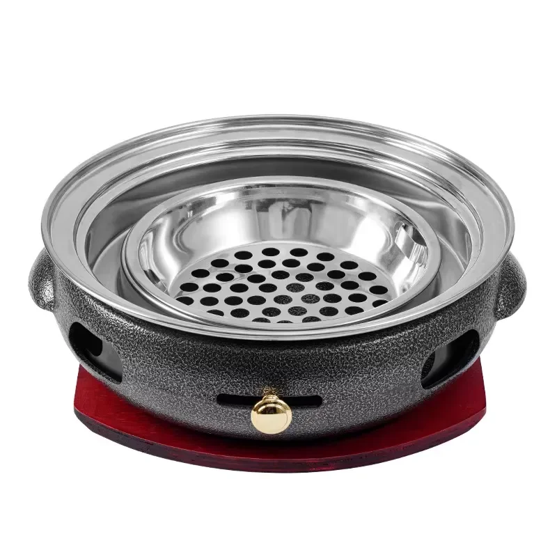 Korean Style Cast Iron Smokeless Charcoal Grill Multi Purpose BBQ for Home Commercial Outdoor Use Durable Portable Heating