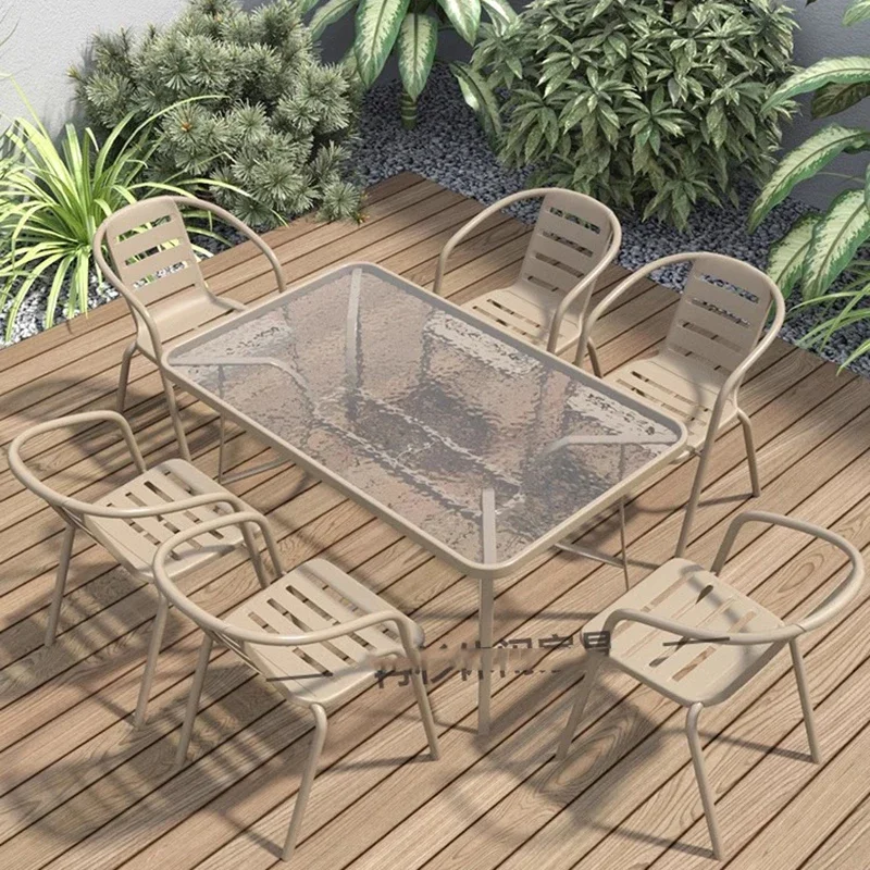 

Courtyard Balcony Outdoor Tables Round Modern Luxury Lounge Outdoor Tables Minimalist Armchair Arredo Giardino Furniture