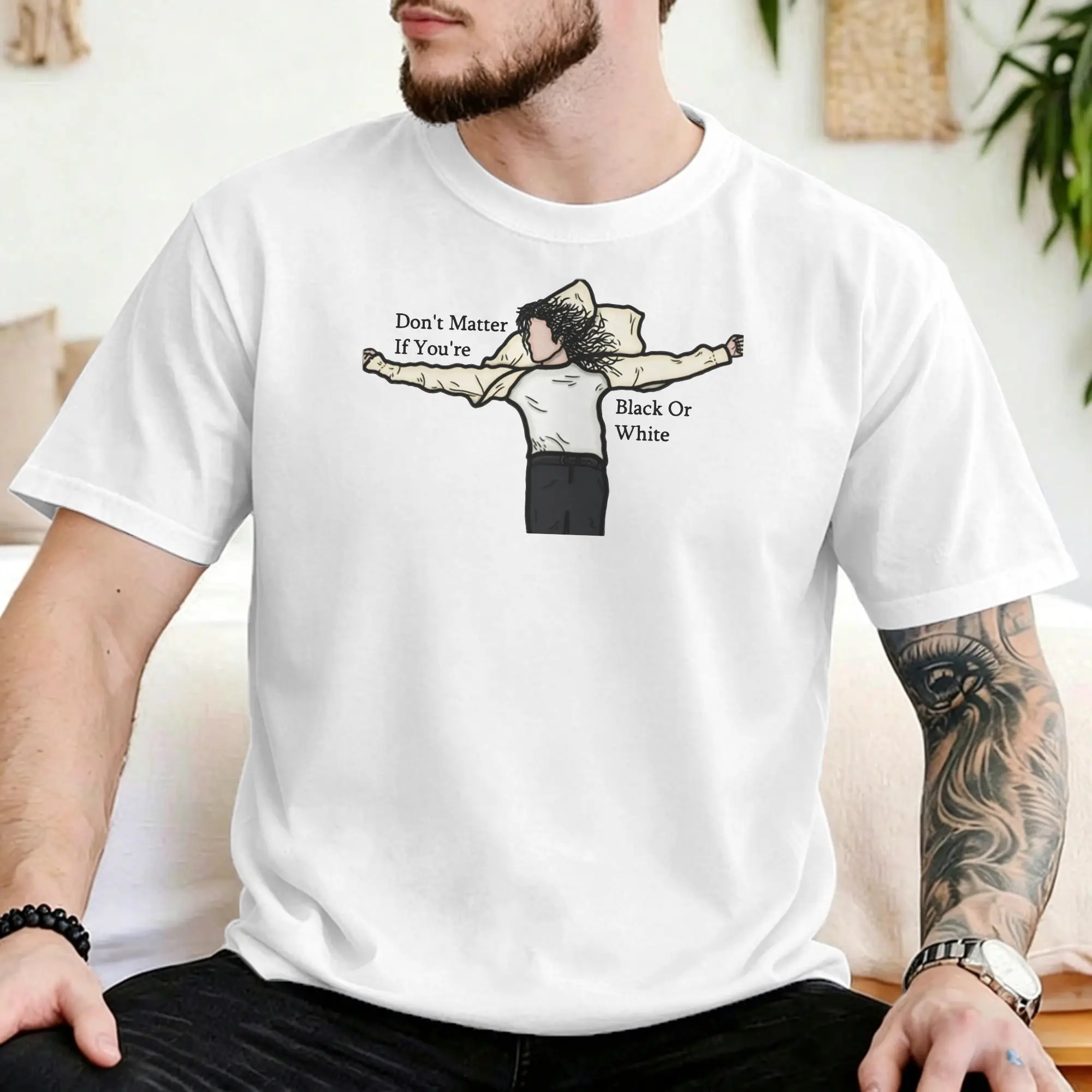 Camiseta MJ Rock para Homens e Mulheres, Camiseta de Música, Camiseta de Manga Curta com Gola Redonda, Roupas de Algodão em Tamanhos Grandes