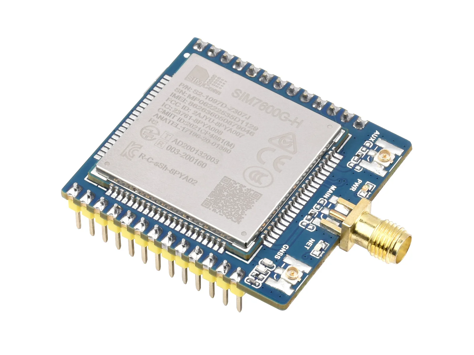 

1PCS SIM7600G-H 4G communication module is multi-band compatible 4G/3G/2G with GNSS positioning and welding pin version SMA