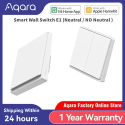 Умный настенный выключатель Aqara E1 Zigbee 3,0, беспроводной выключатель света, с нейтральным пожарным проводом, для Xiaomi Mi Home, Homekit