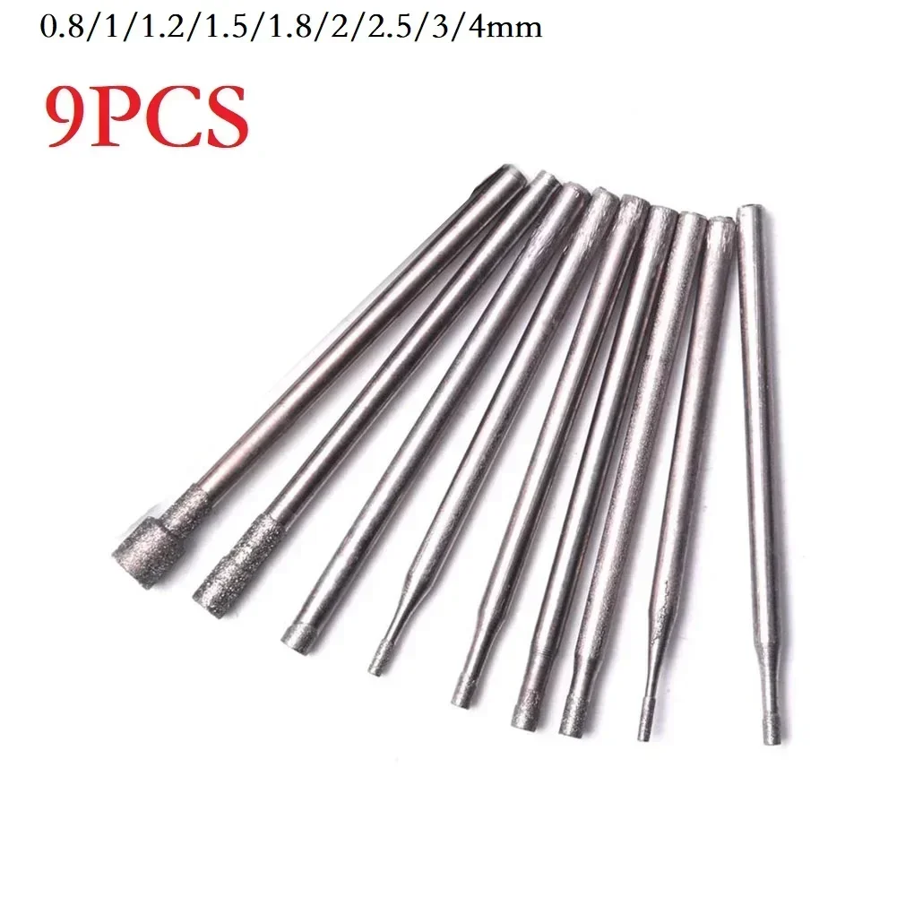 10Pcs 0.8-4mm Diamond Burr Core Bits Grinding Head Rotary Abrasive Tools Equipment For Glass Tile Ceramics Metal Grinding Engrav