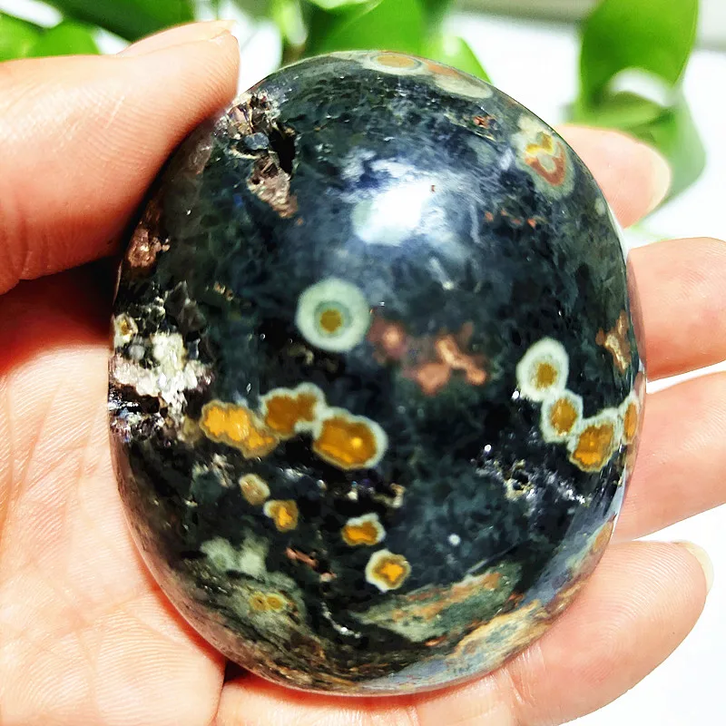 Natural Stone Ocean Jasper Palm Meditation Healing Crystals Spiritual And Room Decor Collection Gemstones