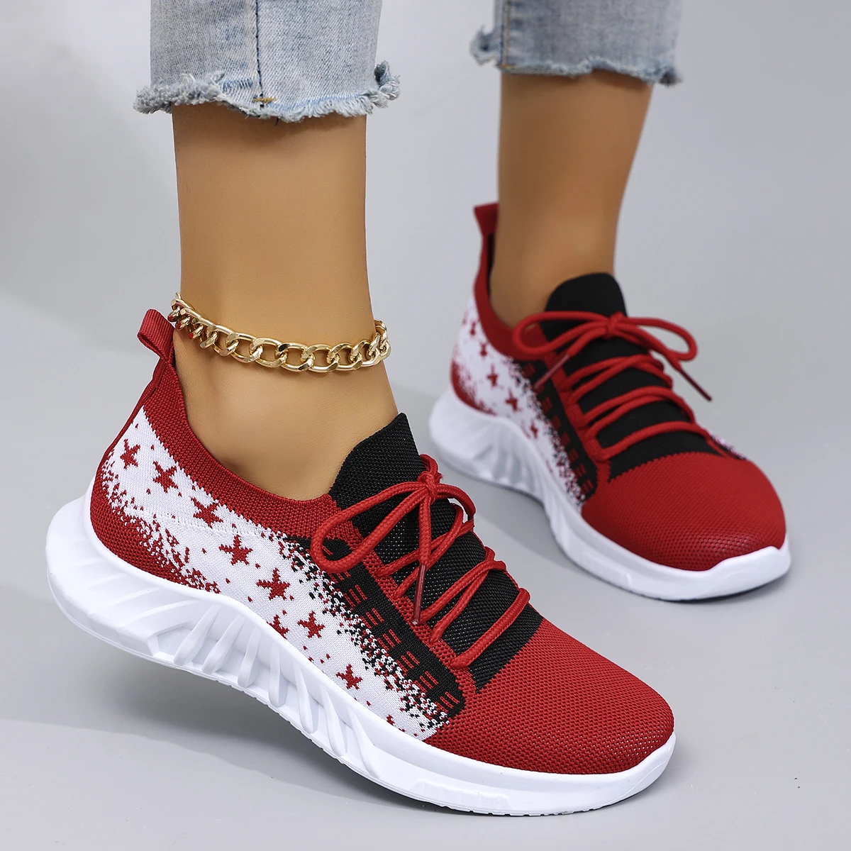 

Spring and Autumn New Women's Casual Lace up Comfortable, Breathable, Lightweight and Wear-Resistant Sports Shoes
