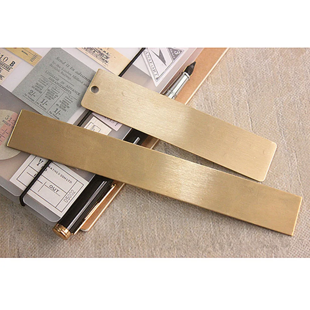 

1pc Mini Retro Brass Ruler Engraved Design Long Lasting Handmade Simple Bookmark Gift Birthday Special Occasions