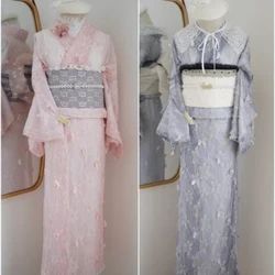Japanese Traditional Kimono, Women's, Lace, Double Layers, Butterfly, Vintage,Folding And Wearing,Free Size