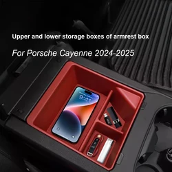 For Porsche Cayenne 2024 2025 Car Center Console Upper Lower Storage Box Tray Central Armrest Organizer Case Interior Accessory