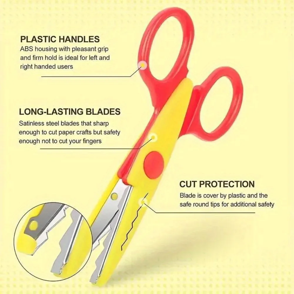 6Pcs/Set Decorative Wavy Scissors - PP Plastic Craft Scissors for Paper Cutting, DIY Projects, Art Supplies & Creative Gifts