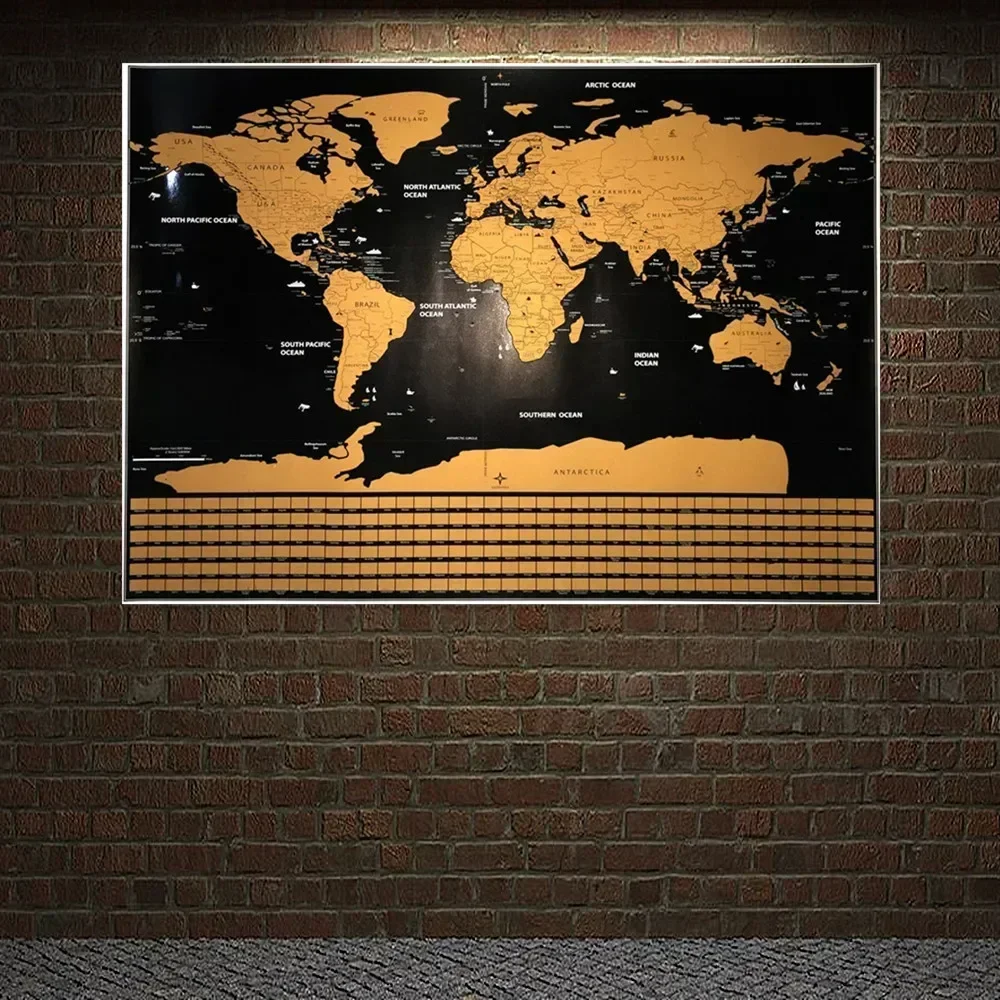 

Роскошные дорожные карты с защитой от царапин, Золотая океанская Ретро Наклейка на стену, Постер «сделай сам», Национальный флаг, глобальные карты, домашний декор, лучшие туристические карты 0