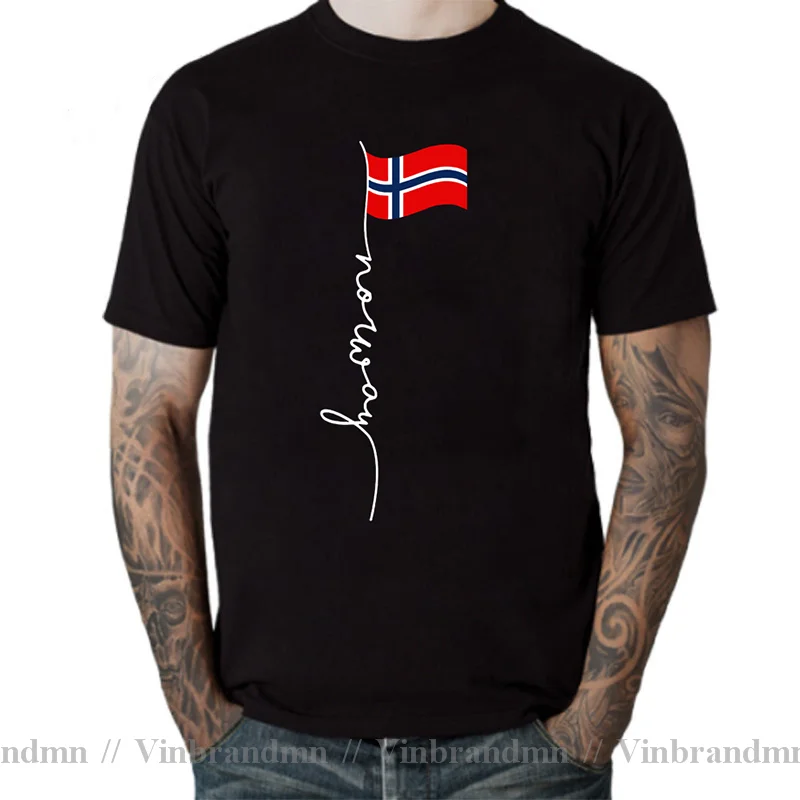 Funny Norway Signature Flag Pole Norwegian T Shirt Men Graphic Cotton Streetwear Short Sleeve Birthday Gift Summer Norge T-shirt