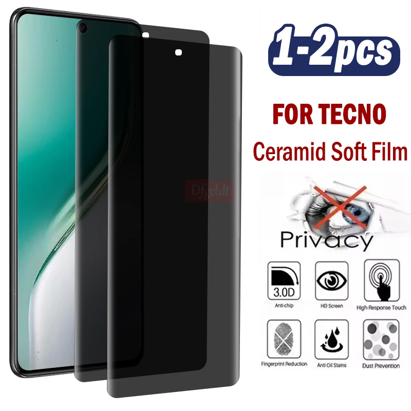 

1-2 шт., 3D изогнутая защитная пленка для экрана Tecno Camon 40 30S Pro Pova Curve, мягкая керамическая антишпионская пленка для Spark 20 Pro+