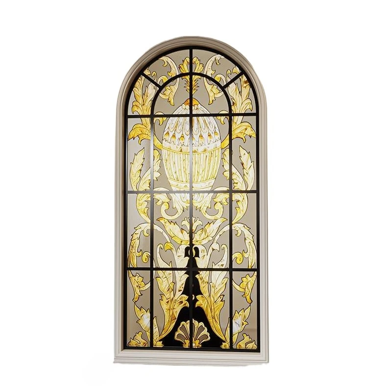 Enamel art glass French light luxury partition screen, bedroom flower window blocking creative half-wall entrance