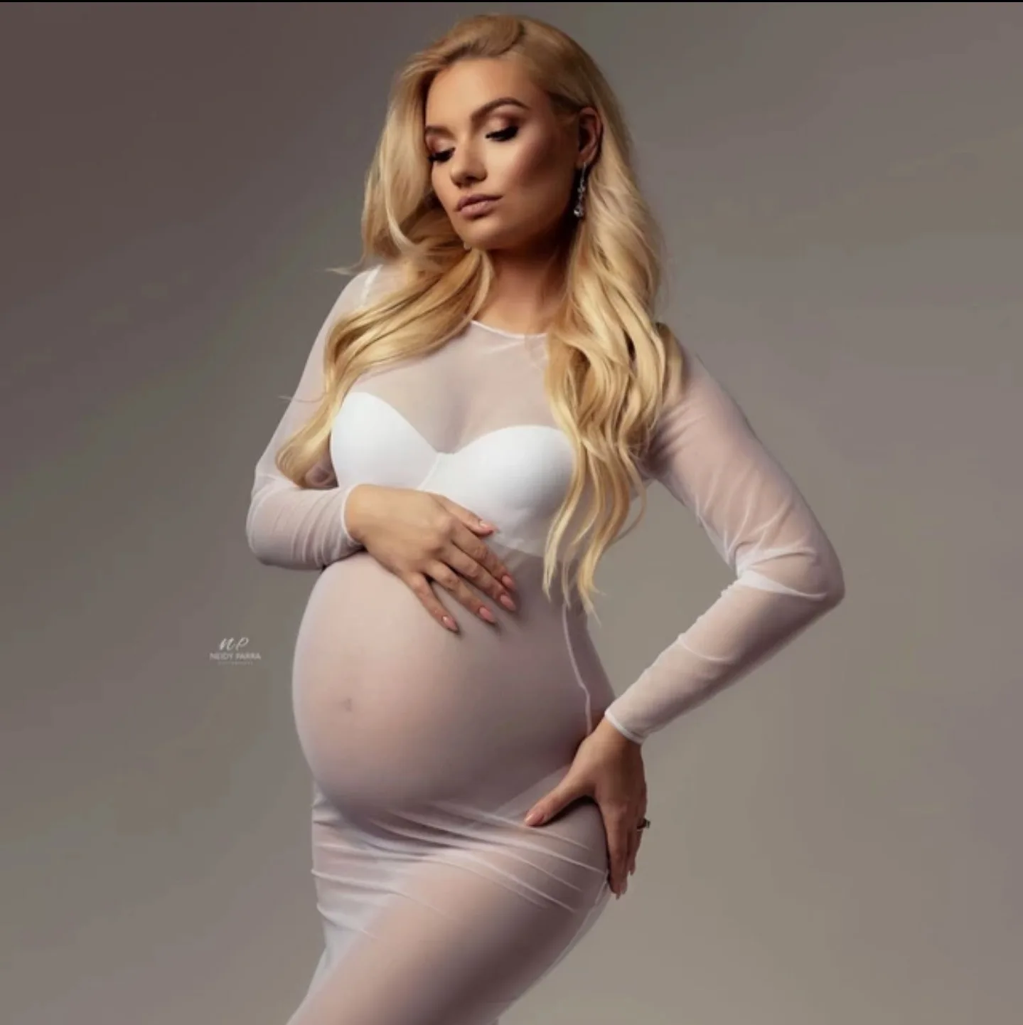 Maternity Dress Fashion Dress Photo Studio Photo Soft Net Tight Photo Clothing view 3