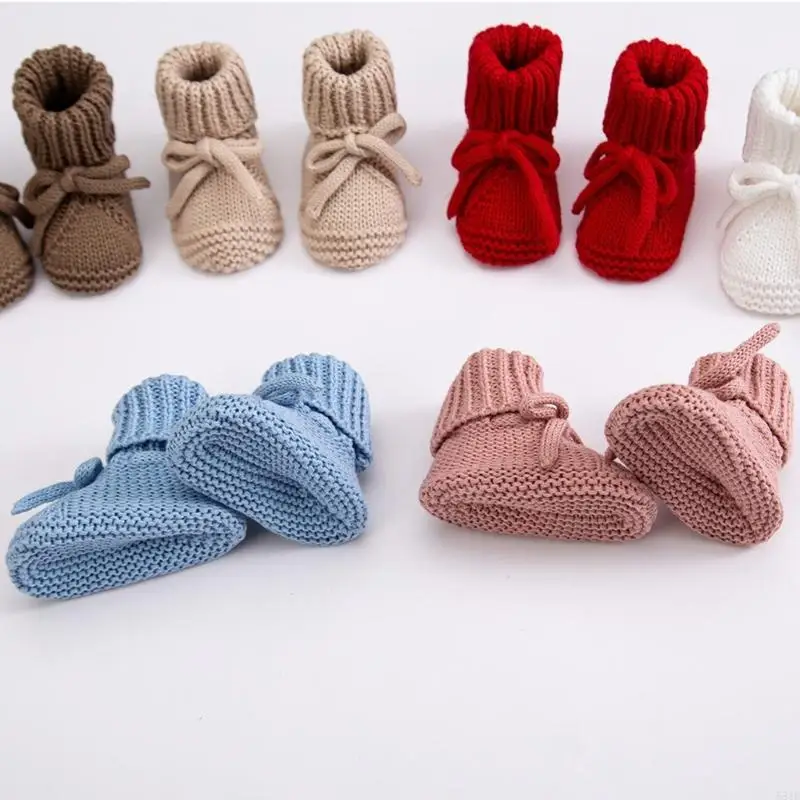 581f Botto inferior Bebé First Walkers Booties punto algodón con Bownot decorativo
