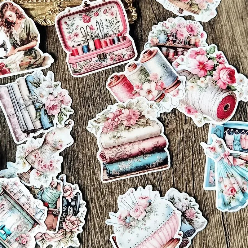Victoria Girl Sewing Machine Stickers Girl Stickers kids toys book Decorative sticker DIY Stationery  vintage 、
