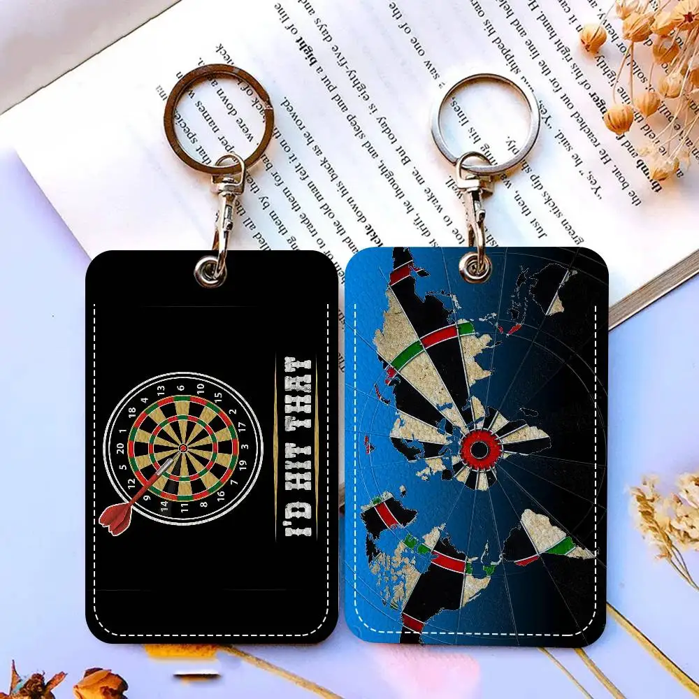 Playroom Dart 1Pc Access Card Case Leather Card Holder Keychain Key Ring Door Access Tags ID Card Case Keychain