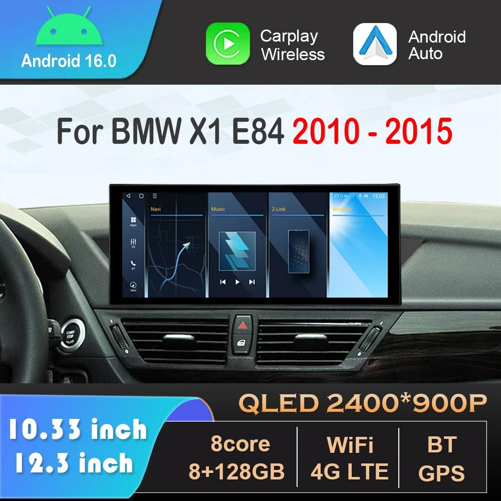 Android 16 for BMW X1 E84 2010 - 2015 CIC System Carplay Car Radio Video Multimedia Player ﻿DSP Stereo GPS QLED Screen 4G WIFI