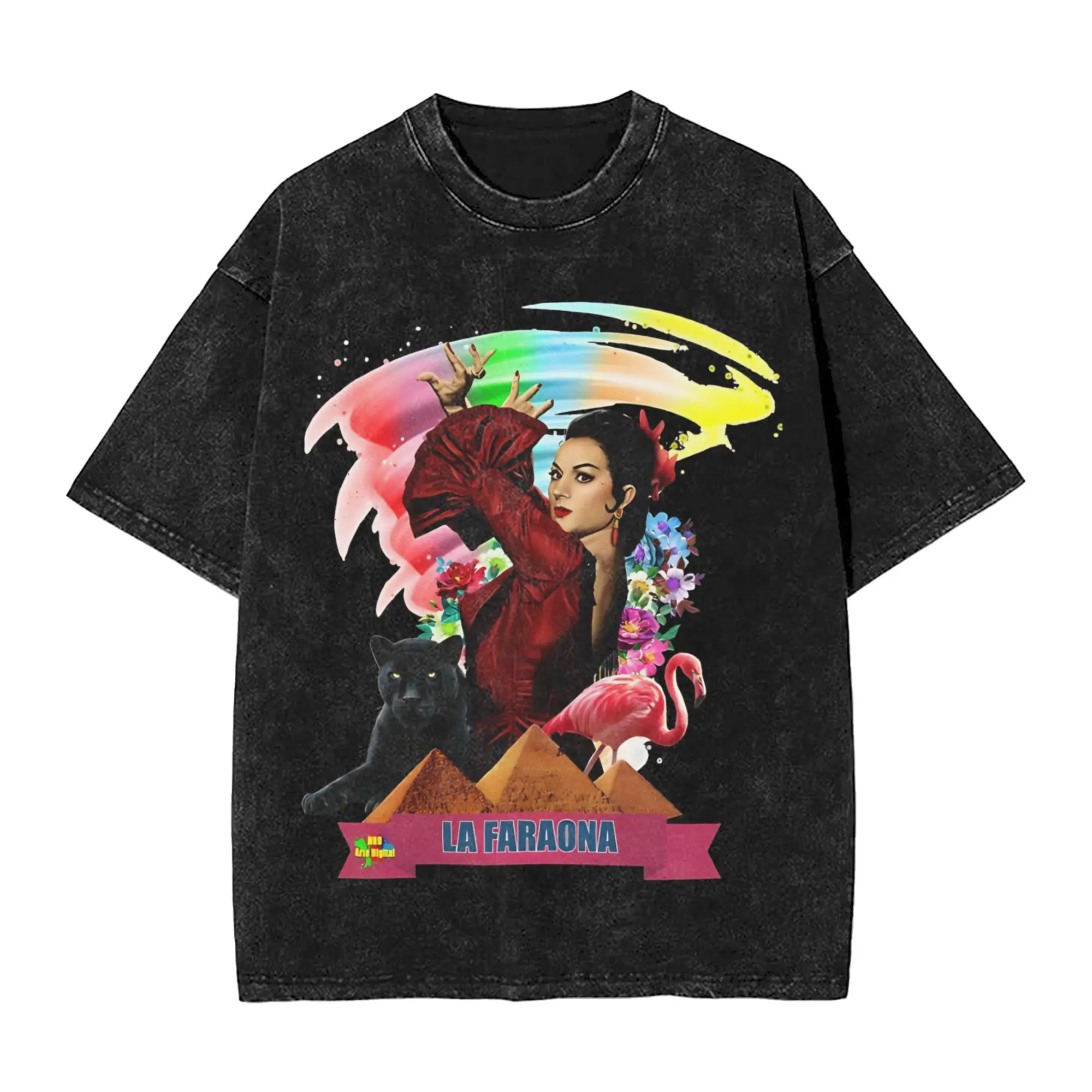 Fashion Lola Flores Singer Legend Vintage Washed T Shirt Men's Cotton Short Sleeve  Round Neck Summer Clothing
