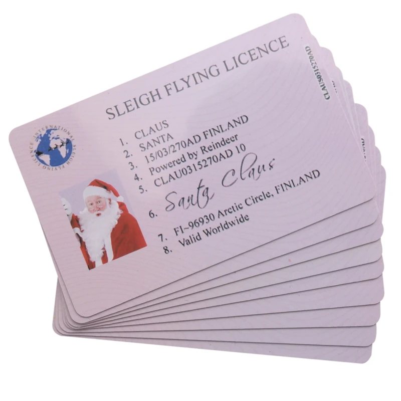 10Pcs Fake Plastic Card Santa Claus Flying Licence Sleigh Licence For Children Creative Christmas Gift Xmas Tree Decor