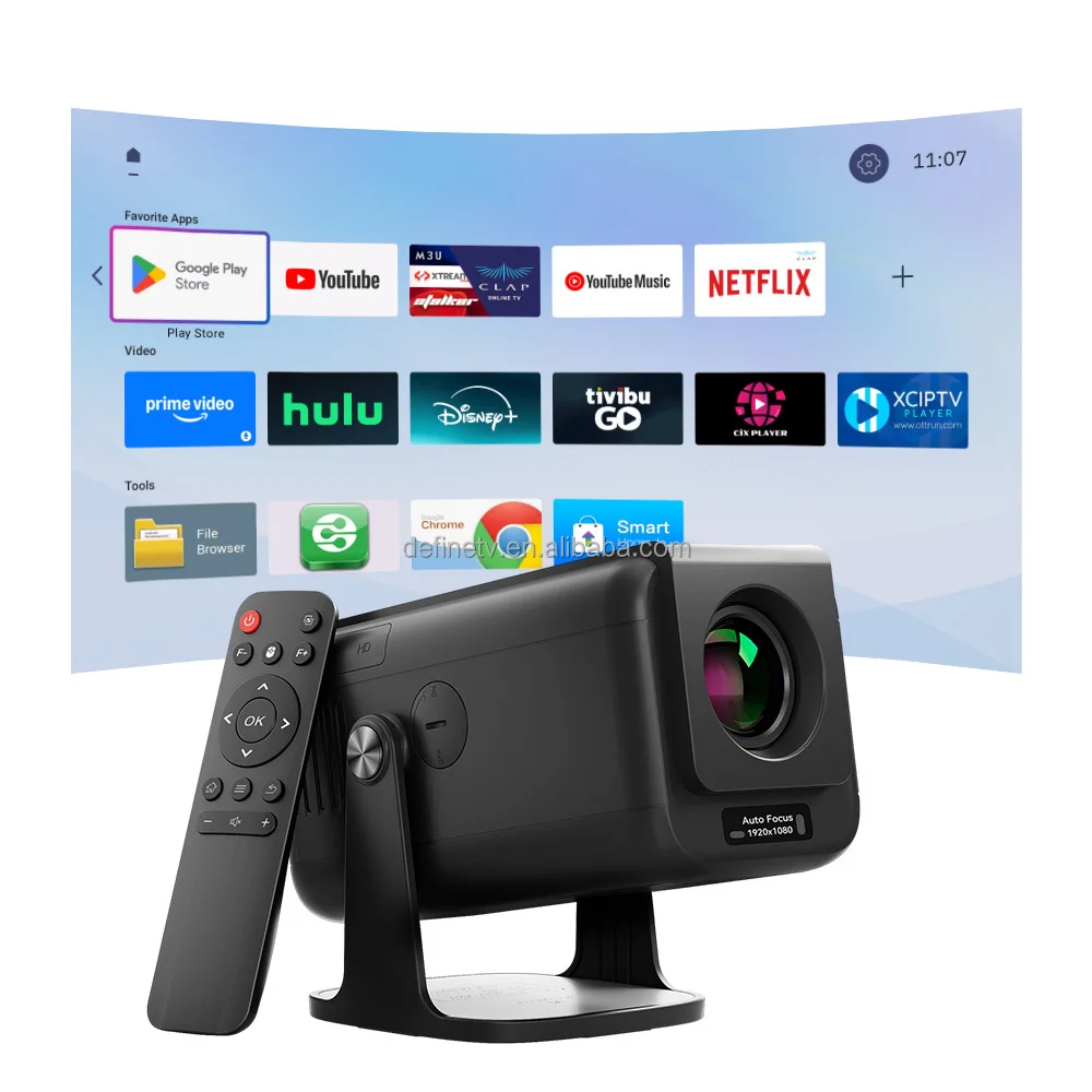 NEW Smart Multimedia Android 13 1080p 4K LCD Portable Mini Projector Hifi Sound WiFi 6/BT5.0 300 Lumens Home Theater 8GB Auto Fo