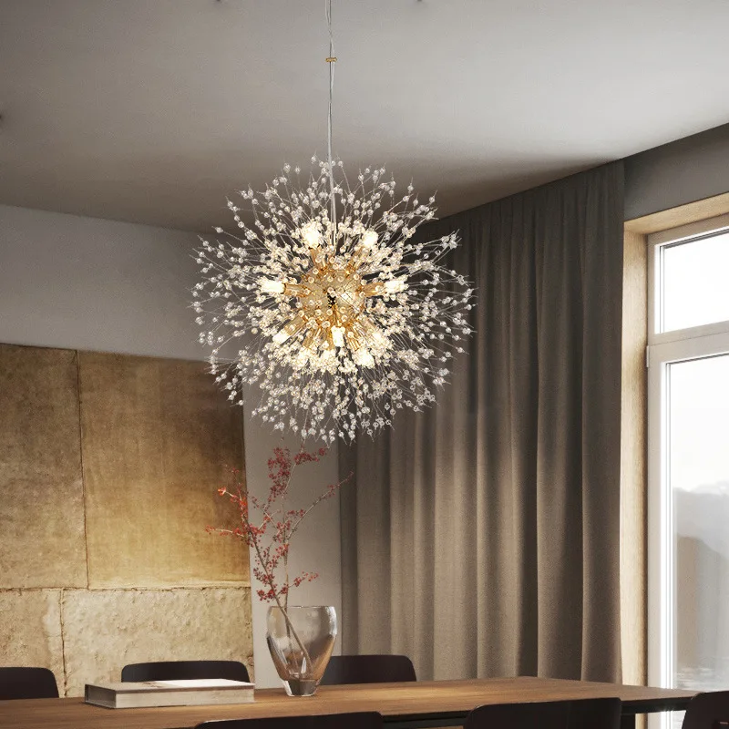 

Light luxury living room chandelier bedroom light crystal light modern simple Nordic firefly net red restaurant light dandelion