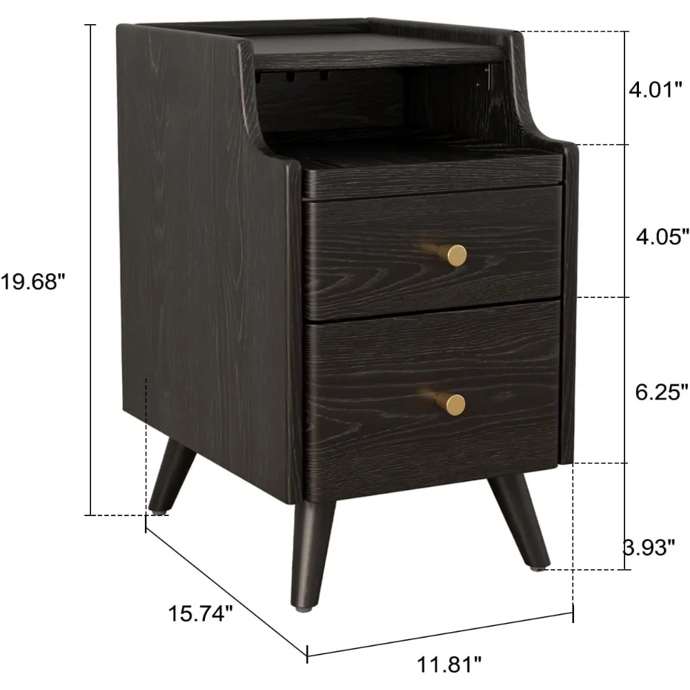 منضدة خشب الجوز المدمجة مع أدراج، طاولة جانبية رفيعة من الخشب الصلب لغرف النوم