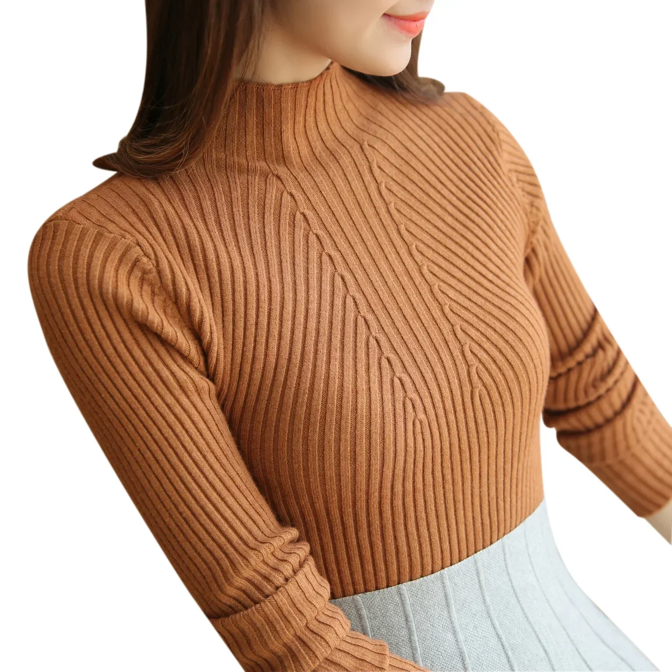 الياقة المدورة سترة المرأة موضة كوريا الخريف الشتاء بلايز سوداء المرأة محبوك البلوفرات طويلة الأكمام البلوز سحب فام الملابس