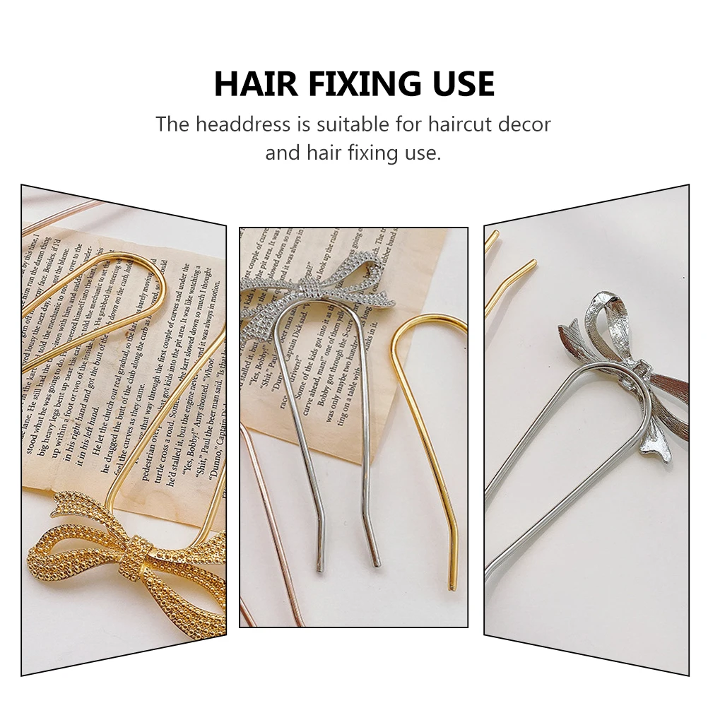 

2pcs U Shaped Hairpins Women Headdress Bowknot Hairpin Alloy Hair Clasp Simple Hairstyle Accessories Unique Hair Fixing